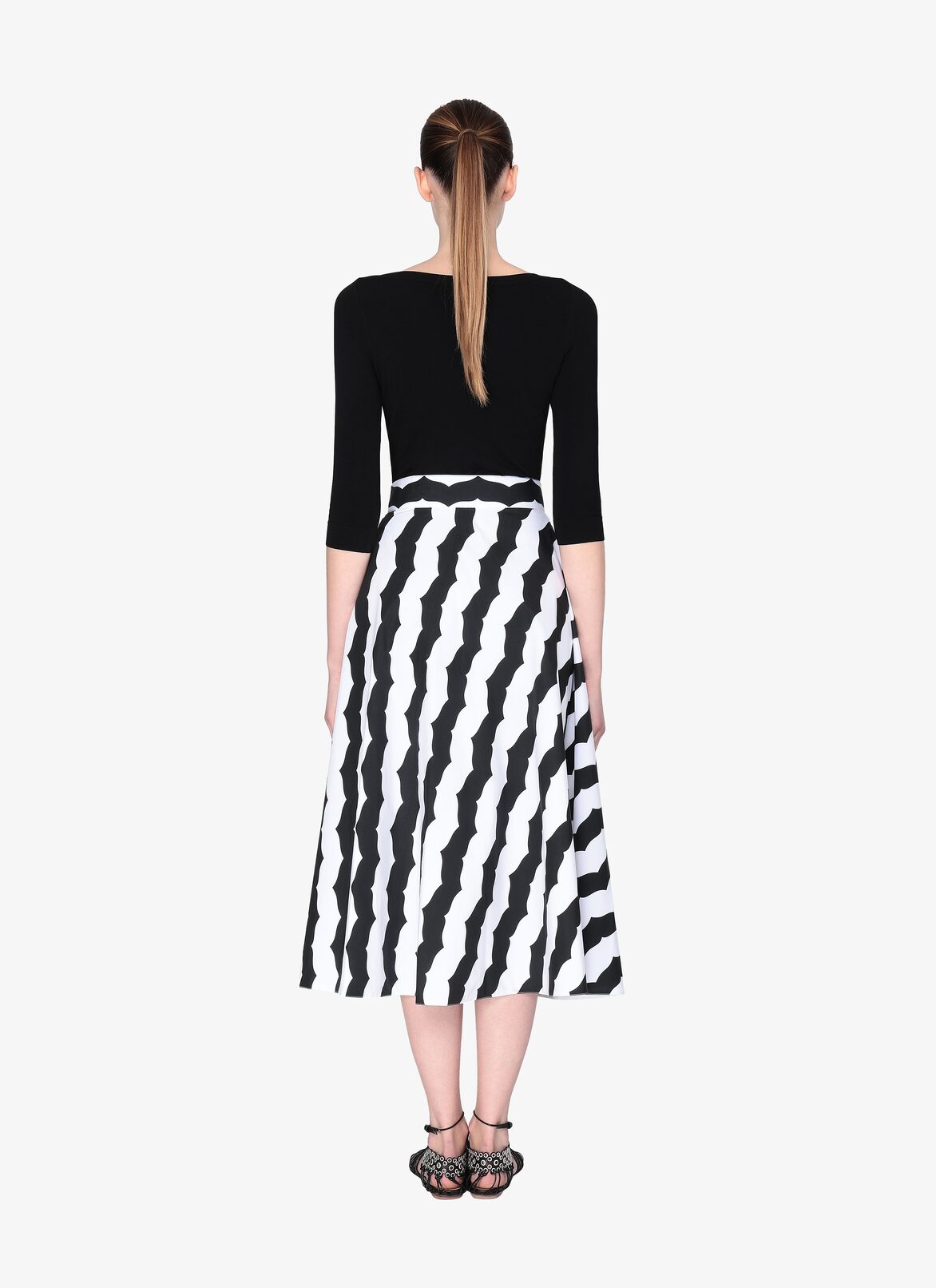 LONG SKIRT POPELINE RAYURES EDITIONS WHITE/BLACK ALAÏA WHITE/BLACK  LONG SKIRT POPELINE RAYURES EDITIONS WHITE/BLACK